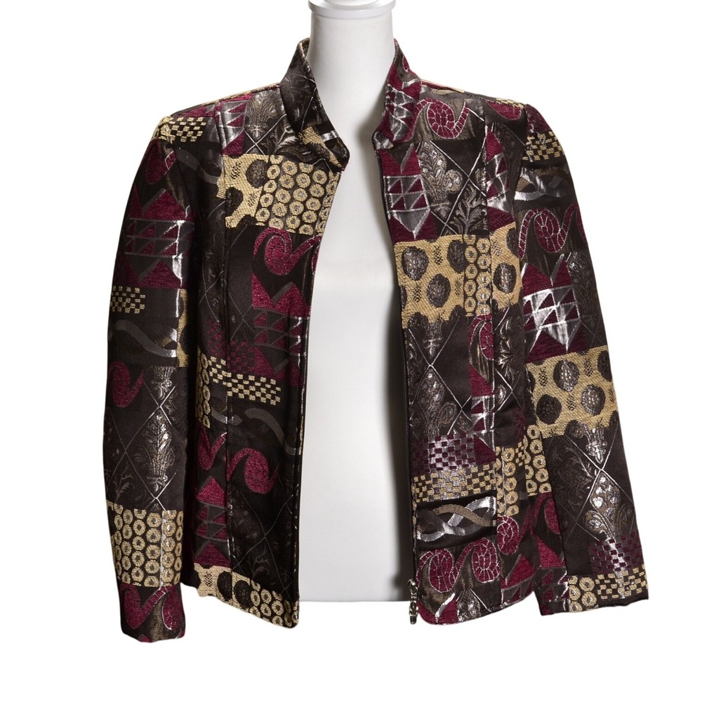 Vintage Patchwork Jacket Women's Abstract Print Q… - image 2